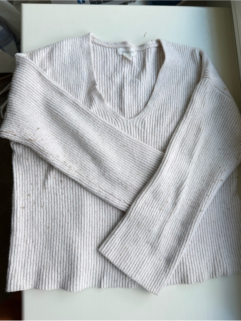 Treasure & Bond Otameal Hero V-Neck Ribbed Pullover Sweater sz Small